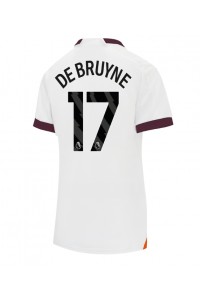 Manchester City Kevin De Bruyne #17 Jalkapallovaatteet Naisten Vieraspaita 2023-24 Lyhythihainen